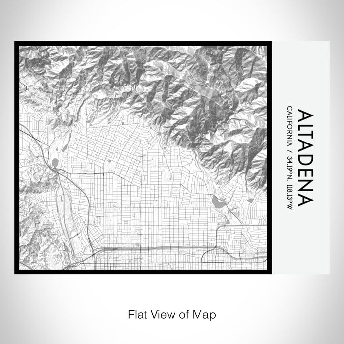 Rendered View of Altadena California Map on 20oz Stainless Steel Insulated Bottle with Bamboo Top with printed classic style map