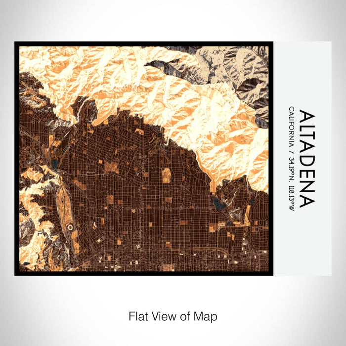 Rendered View of Altadena California Map on 20oz Stainless Steel Insulated Bottle with Bamboo Top with printed ember style map