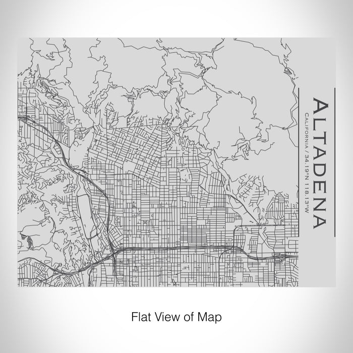 Rendered View of Altadena California Map on 20oz Stainless Steel Insulated Bottle with Bamboo Top