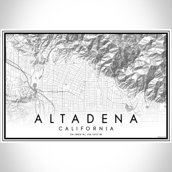 Altadena California Map Print Landscape Orientation in Classic Style With Shaded Background