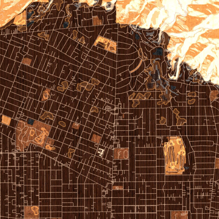 Altadena California Map Print in Ember Style Zoomed In Close Up Showing Details