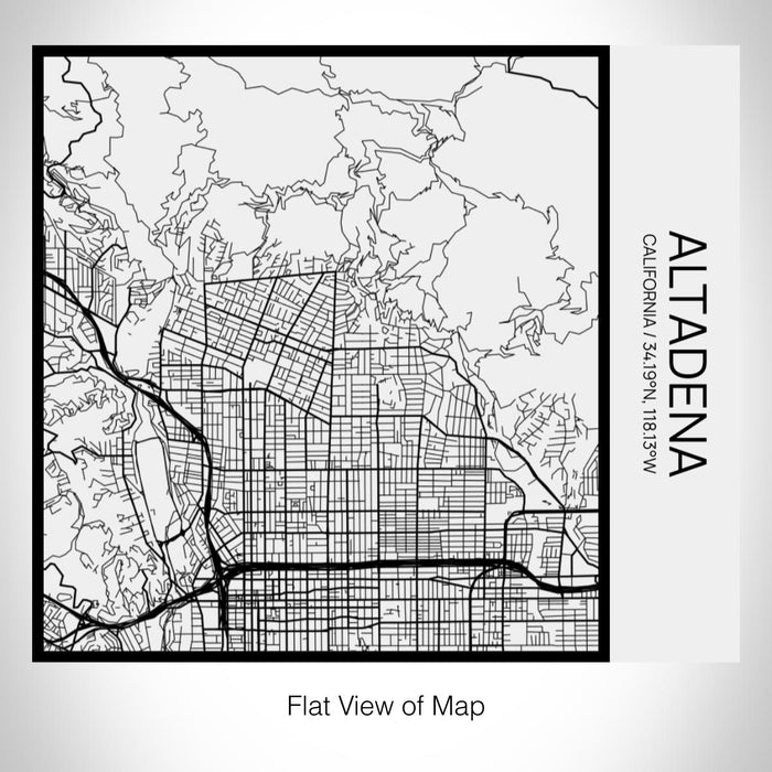 Rendered View of Altadena California Map on 17oz Stainless Steel Insulated Tumbler in Matte White with Tactile Lines