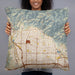 Person holding 22x22 Custom Altadena California Map Throw Pillow in Woodblock