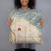 Person holding 18x18 Custom Altadena California Map Throw Pillow in Woodblock