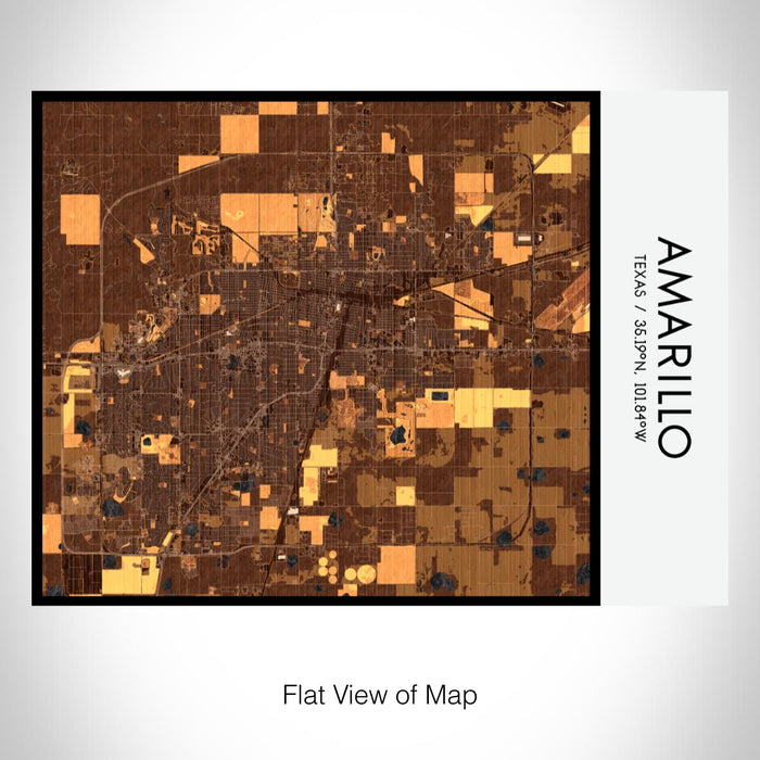 Rendered View of Amarillo Texas Map on 20oz Stainless Steel Insulated Bottle with Bamboo Top with printed ember style map