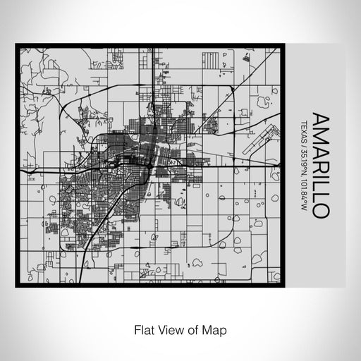 Rendered View of Amarillo Texas Map on 20oz Stainless Steel Insulated Bottle with Bamboo Top with printed Tactile Lines Map in Black