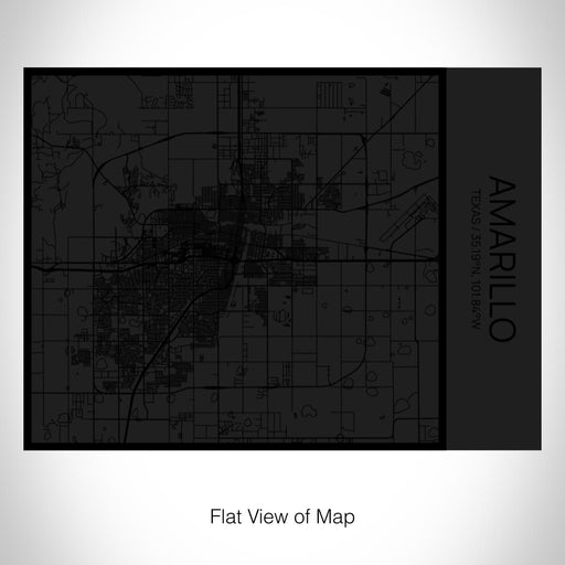 Rendered View of Amarillo Texas Map on 20oz Stainless Steel Insulated Bottle with Bamboo Top in Matte Black with printed Tactile Lines Map in Black