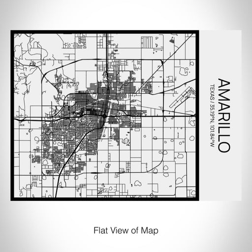 Rendered View of Amarillo Texas Map on 20oz Stainless Steel Insulated Bottle with Bamboo Top in Matte White with printed Tactile Lines Map in Black
