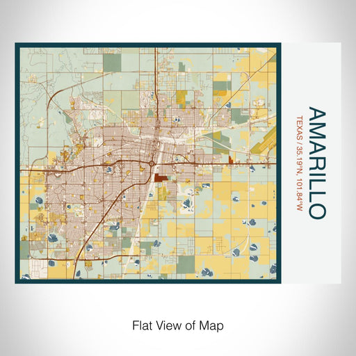 Rendered View of Amarillo Texas Map on 20oz Stainless Steel Insulated Bottle with Bamboo Top with printed woodblock style map