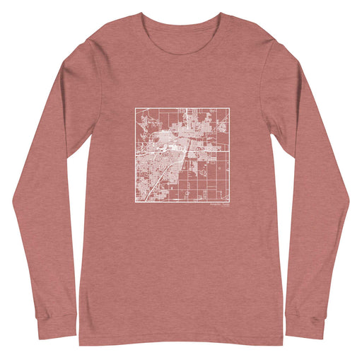 Amarillo Texas  Map Unisex Long-Sleeve T-shirt with City inscription in Heather Mauve