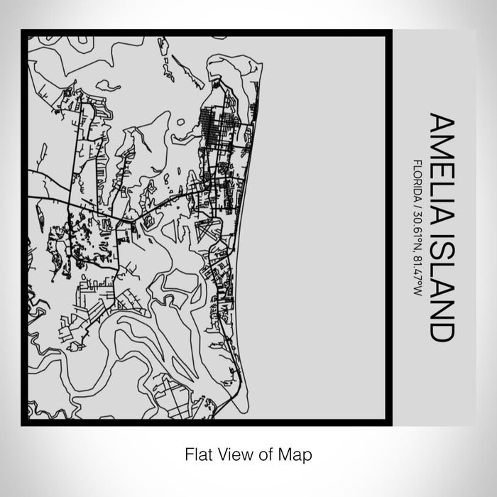 Rendered View of Amelia Island Florida Map on 17oz Stainless Steel Insulated Tumbler in Tactile Lines with Succulent in Background