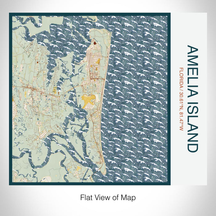 Rendered View of Amelia Island Florida Map on 17oz Stainless Steel Insulated Tumbler in Woodblock Map Style