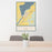 24x36 American Falls Idaho Map Print Portrait Orientation in Woodblock Style Behind 2 Chairs Table and Potted Plant