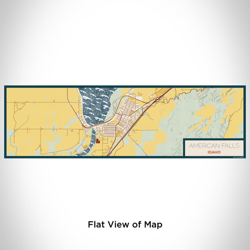 Flat View of Map Custom American Falls Idaho Map Enamel Mug in Woodblock
