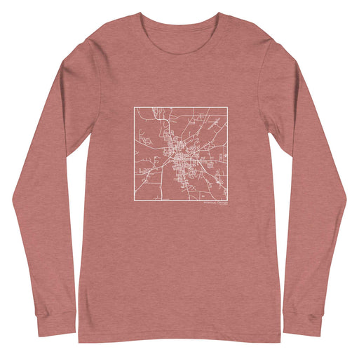 Americus Georgia  Map Unisex Long-Sleeve T-shirt with City inscription in Heather Mauve