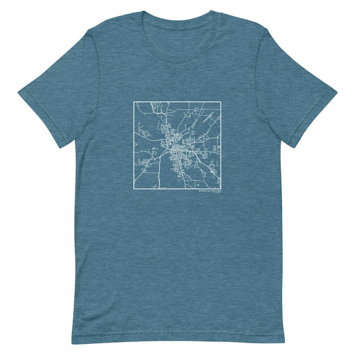 Americus Georgia  Map Unisex T-Shirt with City inscription in Heather Teal