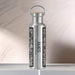 Ames Iowa Custom City Map Inscription Coordinates on 20oz Stainless Steel Insulated Bottle with Bamboo Top with printed Tactile Lines Map in Black