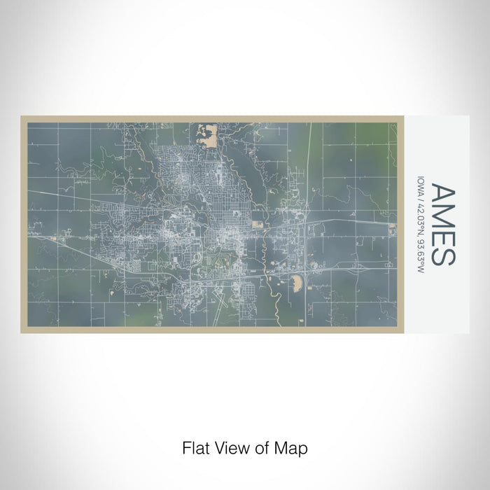 Rendered View of Ames Iowa Map on 17oz Stainless Steel Insulated Bottle with printed afternoon style map