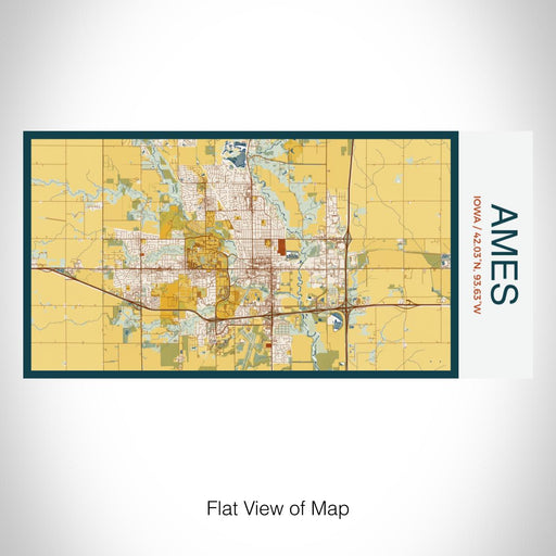 Rendered View of Ames Iowa Map on 17oz Stainless Steel Insulated Bottle with printed woodblock style map