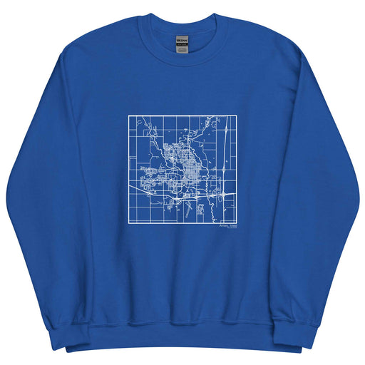 Ames Iowa  Map Unisex Crewneck Sweater with City inscription in Royal Blue