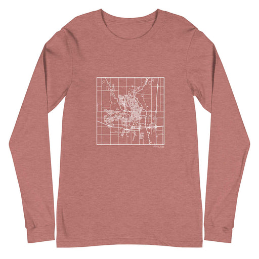 Ames Iowa  Map Unisex Long-Sleeve T-shirt with City inscription in Heather Mauve
