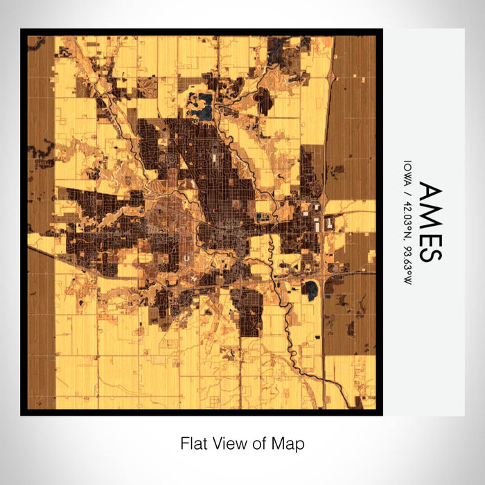Rendered View of Ames Iowa Map on 17oz Stainless Steel Insulated Tumbler in Ember Map Style