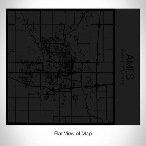 Rendered View of Ames Iowa Map on 17oz Stainless Steel Insulated Tumbler in Matte Black with Tactile Lines