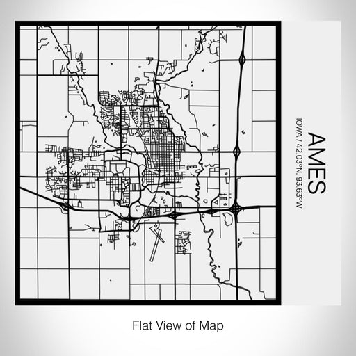 Rendered View of Ames Iowa Map on 17oz Stainless Steel Insulated Tumbler in Matte White with Tactile Lines