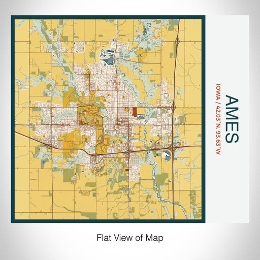 Rendered View of Ames Iowa Map on 17oz Stainless Steel Insulated Tumbler in Woodblock Map Style