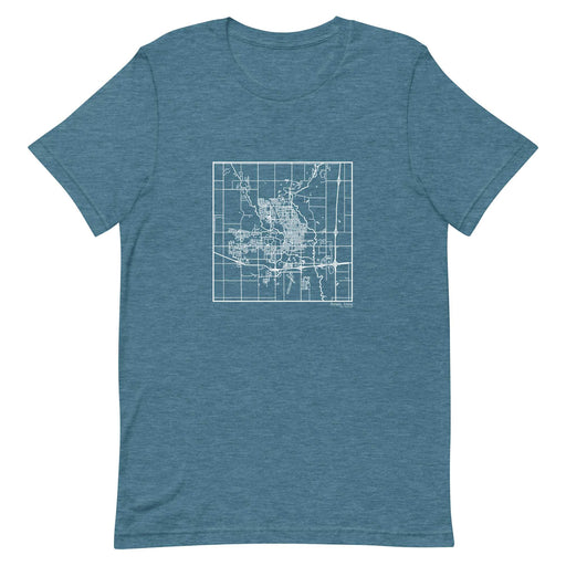 Ames Iowa  Map Unisex T-Shirt with City inscription in Heather Teal