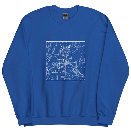 Amherst Massachusetts  Map Unisex Crewneck Sweater with City inscription in Royal Blue