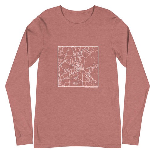Amherst Massachusetts  Map Unisex Long-Sleeve T-shirt with City inscription in Heather Mauve