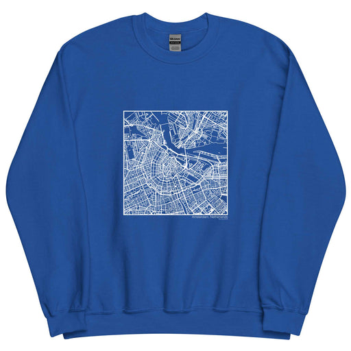 Amsterdam Netherlands  Map Unisex Crewneck Sweater with City inscription in Royal Blue