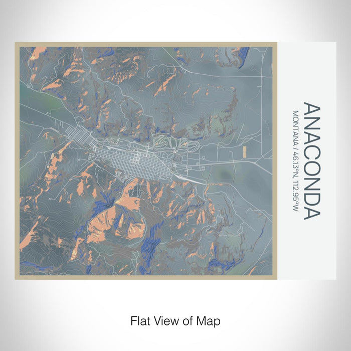 Rendered View of Anaconda Montana Map on 20oz Stainless Steel Insulated Bottle with Bamboo Top with printed afternoon style map