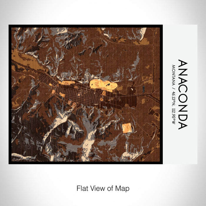 Rendered View of Anaconda Montana Map on 20oz Stainless Steel Insulated Bottle with Bamboo Top with printed ember style map