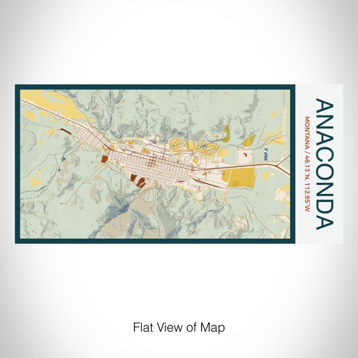 Rendered View of Anaconda Montana Map on 17oz Stainless Steel Insulated Bottle with printed woodblock style map