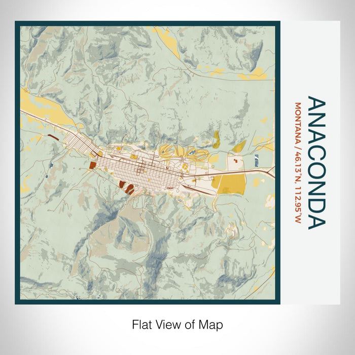 Rendered View of Anaconda Montana Map on 17oz Stainless Steel Insulated Tumbler in Woodblock Map Style
