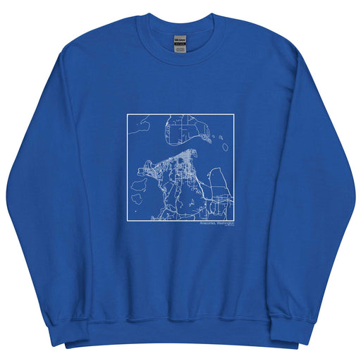 Anacortes Washington  Map Unisex Crewneck Sweater with City inscription in Royal Blue
