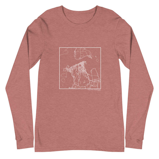 Anacortes Washington  Map Unisex Long-Sleeve T-shirt with City inscription in Heather Mauve