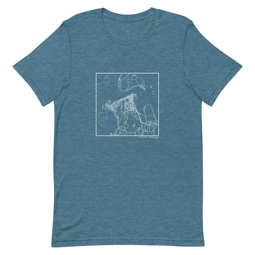 Anacortes Washington  Map Unisex T-Shirt with City inscription in Heather Teal