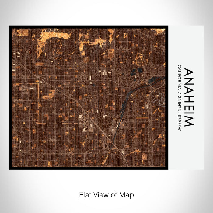 Rendered View of Anaheim California Map on 20oz Stainless Steel Insulated Bottle with Bamboo Top with printed ember style map