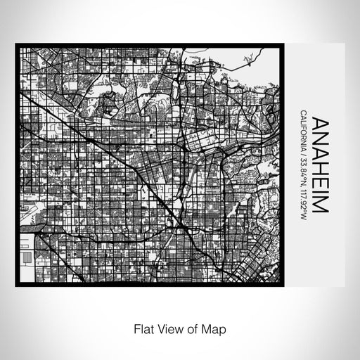 Rendered View of Anaheim California Map on 20oz Stainless Steel Insulated Bottle with Bamboo Top in Matte White with printed Tactile Lines Map in Black