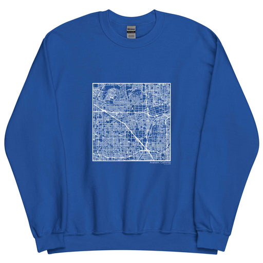 Anaheim California  Map Unisex Crewneck Sweater with City inscription in Royal Blue