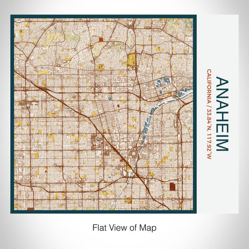 Rendered View of Anaheim California Map on 17oz Stainless Steel Insulated Tumbler in Woodblock Map Style