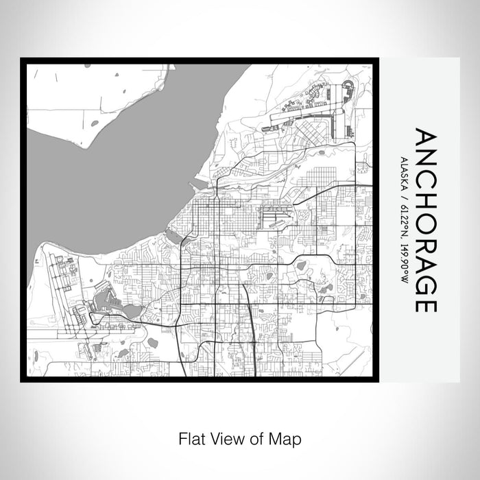 Rendered View of Anchorage Alaska Map on 20oz Stainless Steel Insulated Bottle with Bamboo Top with printed classic style map