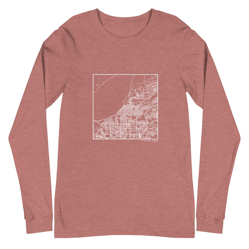 Anchorage Alaska  Map Unisex Long-Sleeve T-shirt with City inscription in Heather Mauve