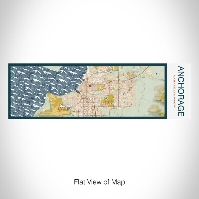 Rendered View of Anchorage Alaska Map on 10oz Stainless Steel Insulated Cup in Woodblock with Sliding Lid