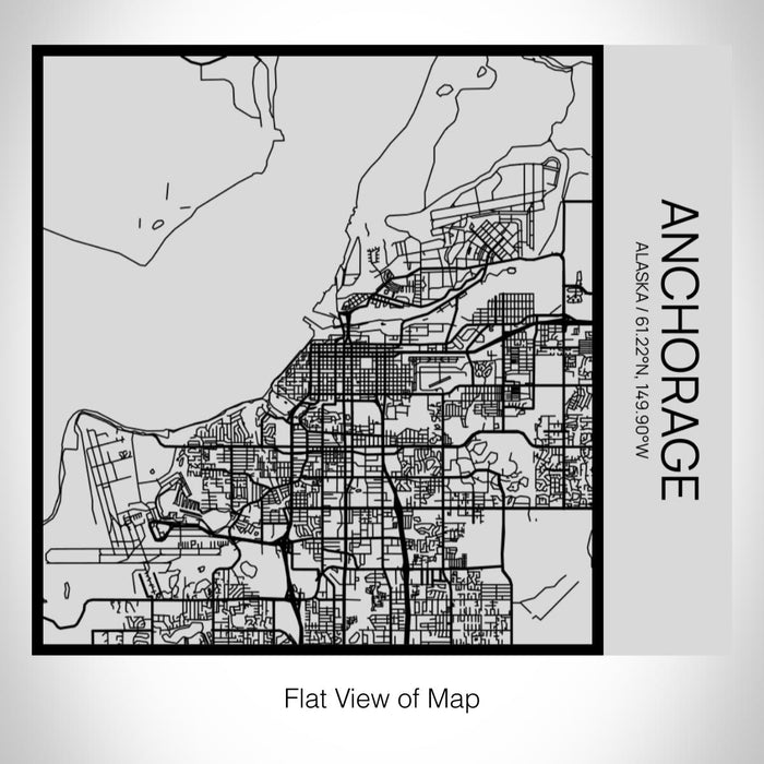 Rendered View of Anchorage Alaska Map on 17oz Stainless Steel Insulated Tumbler in Tactile Lines with Succulent in Background