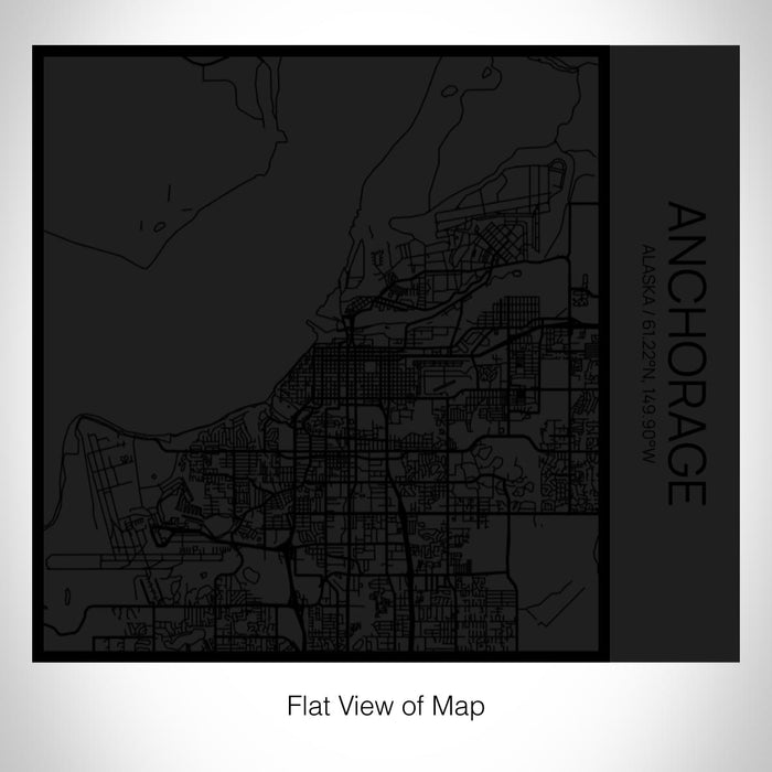 Rendered View of Anchorage Alaska Map on 17oz Stainless Steel Insulated Tumbler in Matte Black with Tactile Lines