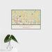 16x24 Andover Minnesota Map Print Landscape Orientation in Woodblock Style With Tropical Plant Leaves in Water